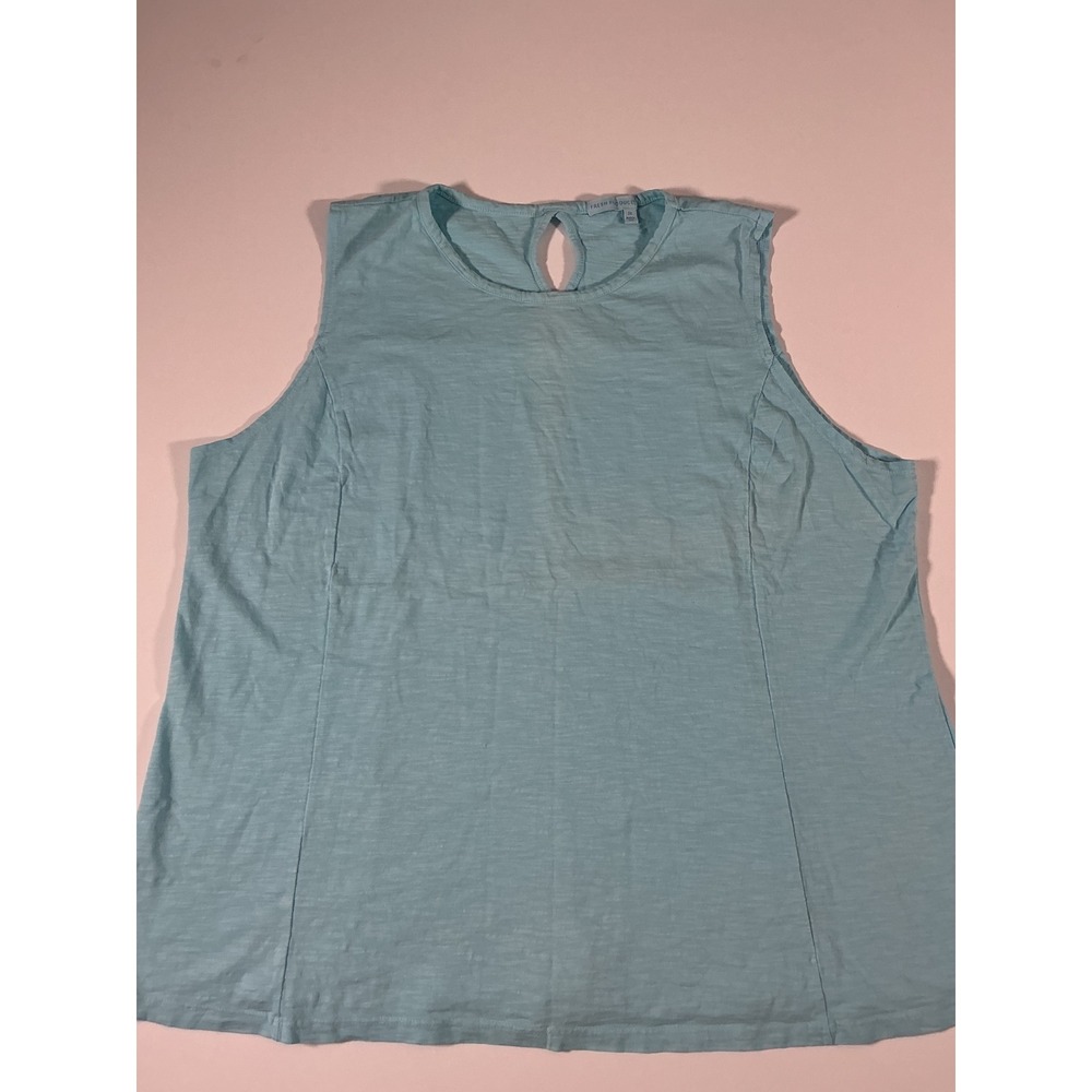 Fresh Produce Light Blue Chloe Tank Top Cotton Slub Keyhole Plus Size 2X